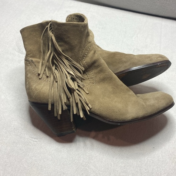 Sam Edleman Khaki leather booties with fringe details size 9 - Picture 4 of 7